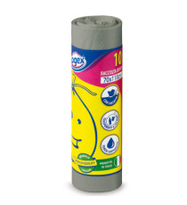 Sacchi per immondizia - 70x110 cm - 120 L - 16 micron - grigio - Logex Professional - rotolo da 10 sacchetti Sacchi per immondizia - 70x110 cm - 120 L - 16 micron - grigio - Logex Professional - rotolo da 10 sacchetti
