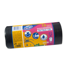Sacchi per immondizia - 70x110 cm - 120 L - 43 micron - nero - Logex Professional - rotolo da 10 sacchetti