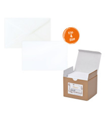 Scatola 100 biglietti + 100 buste - Bristol - bianco - 7,5 x 11,2 cm - Rex Sadoch