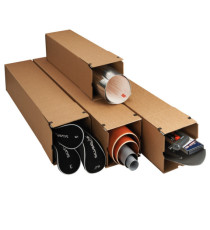 Scatola a tubo Square Box - chiusura strip - 10,5 x 10,5 x 86 cm - cartone microonda - avana - Bong Packaging - conf. 10