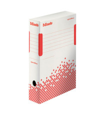Scatola archivio Speedbox - dorso 8 cm - 35x25 cm - bianco e rosso - Esselte Scatola archivio Speedbox - dorso 8 cm - 35x25 cm - bianco e rosso - Esselte