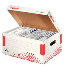 Scatola container Speedbox - Small - 25,2x35,5cm -  dorso 19,3 cm - bianco e rosso - Esselte Scatola container Speedbox - Small - 25,2x35,5cm -  dorso 19,3 cm - bianco e rosso - Esselte