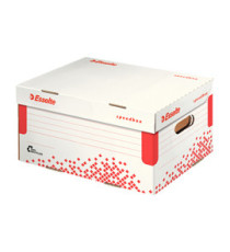 Scatola container Speedbox - Small - 25,2x35,5cm -  dorso 19,3 cm - bianco e rosso - Esselte Scatola container Speedbox - Small - 25,2x35,5cm -  dorso 19,3 cm - bianco e rosso - Esselte