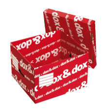 Scatola Dox&Dox - con coperchio - 39,5x28x35,5 cm - bianco e rosso - Esselte Dox