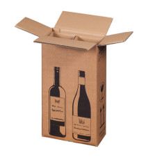 Scatola Wine Pack - 2 bottiglie - 20,4 x 10,8 x 36,8 cm - cartone doppia onda - avana - Bong Packaging - conf. 10 pezzi