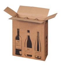 Scatola Wine Pack - 3 bottiglie - 30,5 x 10,8 x 36,8 cm - cartone doppia onda - avana - Bong Packaging - conf. 10 pezzi