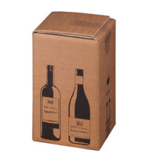 Scatola Wine Pack - 4 bottiglie - 21,2 x 20,4 x 36,8 cm - cartone doppia onda - avana - Bong Packaging - conf. 10 pezzi