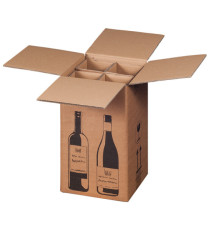 Scatola Wine Pack - 4 bottiglie - 21,2 x 20,4 x 36,8 cm - cartone doppia onda - avana - Bong Packaging - conf. 10 pezzi