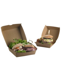 Scatole per hamburger Street Food in carta kraft - 16 x 16 x 9 cm - Leone - conf. 50 pezzi