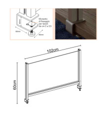 Schermo protettivo - da scrivania - con morsetto in alluminio - 60 x 102 cm - Studio T Schermo protettivo - da scrivania - con morsetto in alluminio - 60 x 102 cm - Studio T