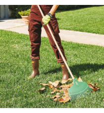 Scopa 25 denti - per erba e foglie - con manico in legno - 47 x 165 cm - Verdemax Scopa 25 denti - per erba e foglie - con manico in legno - 47 x 165 cm - Verdemax