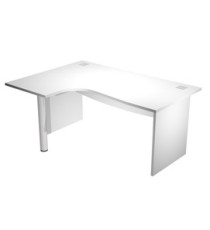 Scrivania compact Agorà - fianco sx melaminico - L180 x P120/80/60 x H73 cm - con supporto metallico - bianco Scrivania compact Agorà - fianco sx melaminico - L180 x P120/80/60 x H73 cm - con supporto metallico - bianco