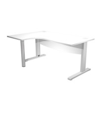 Scrivania compact Agorà - fianco sx metallico - L 160 x P120/80/60 x H 73 cm - con supporto metal e modesty panel - bia Scrivania compact Agorà - fianco sx metallico - L 160 x P120/80/60 x H 73 cm - con supporto metal e modesty panel - bia