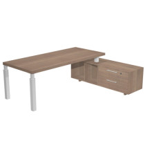 Scrivania direzionale Prestige Quadro - con mobile di servizio - 180 x 90 cm - ciliegio arabis/bianco Scrivania direzionale Prestige Quadro - con mobile di servizio - 180 x 90 cm - ciliegio arabis/bianco