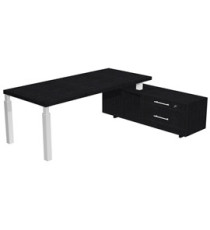 Scrivania direzionale Prestige Quadro - con mobile di servizio - 180 x 90 cm - nero venato/bianco Scrivania direzionale Prestige Quadro - con mobile di servizio - 180 x 90 cm - nero venato/bianco