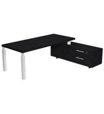 Scrivania direzionale Prestige Quadro - con mobile di servizio - 180 x 90 cm - nero venato/bianco Scrivania direzionale Prestige Quadro - con mobile di servizio - 180 x 90 cm - nero venato/bianco