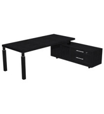 Scrivania direzionale Prestige Quadro - con mobile di servizio - 180 x 90 cm - nero venato/nero Scrivania direzionale Prestige Quadro - con mobile di servizio - 180 x 90 cm - nero venato/nero