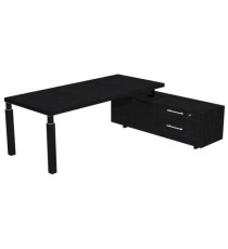 Scrivania direzionale Prestige Quadro - con mobile di servizio - 180 x 90 cm - nero venato/nero Scrivania direzionale Prestige Quadro - con mobile di servizio - 180 x 90 cm - nero venato/nero
