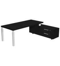 Scrivania direzionale Prestige Quadro - con mobile di servizio - 210 x 90 cm - nero venato/bianco Scrivania direzionale Prestige Quadro - con mobile di servizio - 210 x 90 cm - nero venato/bianco