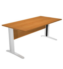 Scrivania Easy fianchi verniciati effetto cromato - lineare - 160 x 80 x 72 cm - noce chiaro Scrivania Easy fianchi verniciati effetto cromato - lineare - 160 x 80 x 72 cm - noce chiaro