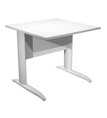 Scrivania lineare Easy - 80 x 80 x 72 cm - Bianco/grigio alluminio Scrivania lineare Easy - 80 x 80 x 72 cm - Bianco/grigio alluminio