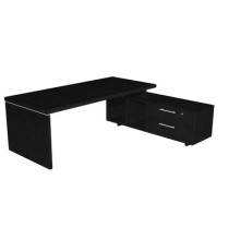 Scrivania Manager Prestige - con mobile servizio reversibile - 180 x 90 x 74 cm - nero venato Scrivania Manager Prestige - con mobile servizio reversibile - 180 x 90 x 74 cm - nero venato