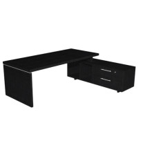 Scrivania Manager Prestige - con mobile servizio reversibile - 180 x 90 x 74 cm - nero venato Scrivania Manager Prestige - con mobile servizio reversibile - 180 x 90 x 74 cm - nero venato
