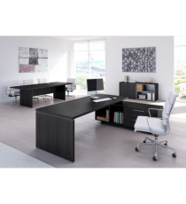 Scrivania Manager Prestige - con mobile servizio reversibile - 180 x 90 x 74 cm - nero venato Scrivania Manager Prestige - con mobile servizio reversibile - 180 x 90 x 74 cm - nero venato