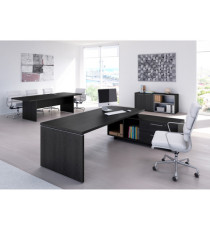 Scrivania Manager Prestige - con mobile servizio reversibile - 180 x 90 x 74 cm - nero venato Scrivania Manager Prestige - con mobile servizio reversibile - 180 x 90 x 74 cm - nero venato