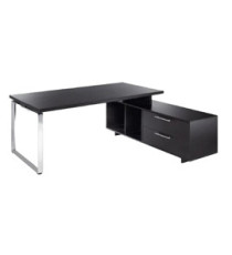 Scrivania Manager Prestige Metal - con mobile servizio reversibile - 180 x 90 x 74 cm - nero venato Scrivania Manager Prestige Metal - con mobile servizio reversibile - 180 x 90 x 74 cm - nero venato