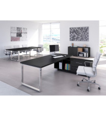 Scrivania Manager Prestige Metal - con mobile servizio reversibile - 180 x 90 x 74 cm - nero venato Scrivania Manager Prestige Metal - con mobile servizio reversibile - 180 x 90 x 74 cm - nero venato