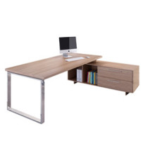 Scrivania Manager Prestige Metal - con mobile servizio reversibile - 210 x 90 x 74 cm - ciliegio arabis Scrivania Manager Prestige Metal - con mobile servizio reversibile - 210 x 90 x 74 cm - ciliegio arabis