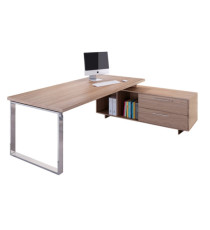 Scrivania Manager Prestige Metal - con mobile servizio reversibile - 210 x 90 x 74 cm - ciliegio arabis Scrivania Manager Prestige Metal - con mobile servizio reversibile - 210 x 90 x 74 cm - ciliegio arabis