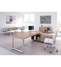 Scrivania Manager Prestige Metal - con mobile servizio reversibile - 210 x 90 x 74 cm - ciliegio arabis Scrivania Manager Prestige Metal - con mobile servizio reversibile - 210 x 90 x 74 cm - ciliegio arabis