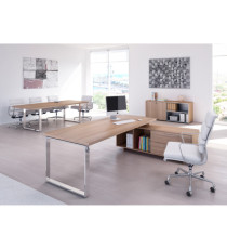 Scrivania Manager Prestige Metal - con mobile servizio reversibile - 210 x 90 x 74 cm - ciliegio arabis Scrivania Manager Prestige Metal - con mobile servizio reversibile - 210 x 90 x 74 cm - ciliegio arabis