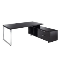 Scrivania Manager Prestige Metal - con mobile servizio reversibile - 210 x 90 x 74 cm - nero venato Scrivania Manager Prestige Metal - con mobile servizio reversibile - 210 x 90 x 74 cm - nero venato