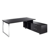 Scrivania Manager Prestige Metal - con mobile servizio reversibile - 210 x 90 x 74 cm - nero venato Scrivania Manager Prestige Metal - con mobile servizio reversibile - 210 x 90 x 74 cm - nero venato