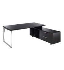 Scrivania Manager Prestige Metal - con mobile servizio reversibile - 210 x 90 x 74 cm - nero venato Scrivania Manager Prestige Metal - con mobile servizio reversibile - 210 x 90 x 74 cm - nero venato