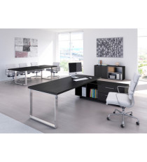 Scrivania Manager Prestige Metal - con mobile servizio reversibile - 210 x 90 x 74 cm - nero venato Scrivania Manager Prestige Metal - con mobile servizio reversibile - 210 x 90 x 74 cm - nero venato