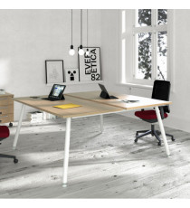Scrivania Skinny Metal a 2 postazioni contrapp. - 160 x 166 cm - bianco / rovere Scrivania Skinny Metal a 2 postazioni contrapp. - 160 x 166 cm - bianco / rovere