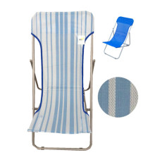 Sdraio Beach - pieghevole - 70 x 72 x 45 cm - acciaio verniciato/texilene - righe azzurre - Garden Friend