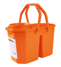 Secchio a doppia vasca con strizzatore - PPL riciclabile - 15 L - rosso - PerfettoFactory