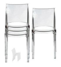 Sedia B-side - 48 x 50 x 81,5 cm - policarbonato - trasparente - Grandsoleil - conf. 4 pezzi Sedia B-side - 48 x 50 x 81,5 cm - policarbonato - trasparente - Grandsoleil - conf. 4 pezzi