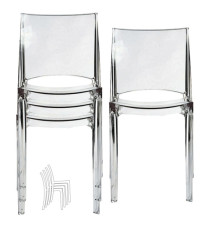 Sedia B-side - 48 x 50 x 81,5 cm - policarbonato - trasparente - Grandsoleil - conf. 4 pezzi Sedia B-side - 48 x 50 x 81,5 cm - policarbonato - trasparente - Grandsoleil - conf. 4 pezzi