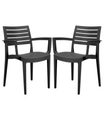 Sedia Firenze - con braccioli - 59 x 51 x 80 cm - polipropilene - antracite - Grandsoleil - conf. 2 pezzi Sedia Firenze - con braccioli - 59 x 51 x 80 cm - polipropilene - antracite - Grandsoleil - conf. 2 pezzi