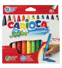 Pennarelli Jumbo - punta 6,0mm - colori assortiti - lavabili - Carioca - astuccio 12 pezzi