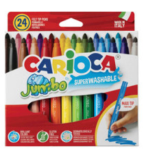 Pennarelli Jumbo - punta 6,0mm - colori assortiti - lavabili - Carioca - scatola 24 pezzi