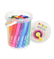 Pennarelli Jumbo - punta ø7,6mm - colori assortiti - Primo - secchiello 36 pezzi Pennarelli Jumbo - punta ø7,6mm - colori assortiti - Primo - secchiello 36 pezzi