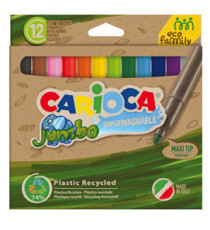 Pennarelli Jumbo Eco Family - lavabili - colori assortiti - Carioca - scatola 12 pezzi Pennarelli Jumbo Eco Family - lavabili - colori assortiti - Carioca - scatola 12 pezzi