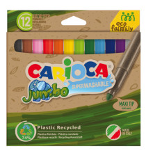 Pennarelli Jumbo Eco Family - lavabili - colori assortiti - Carioca - scatola 12 pezzi Pennarelli Jumbo Eco Family - lavabili - colori assortiti - Carioca - scatola 12 pezzi